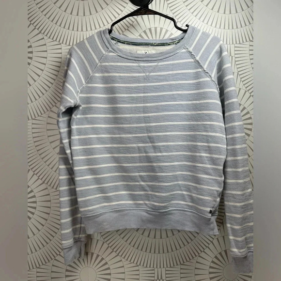 American Eagle Women’s Gray and White Stripe Crew Neck Sweatshirt Long Sleeve S - Picture 1 of 6